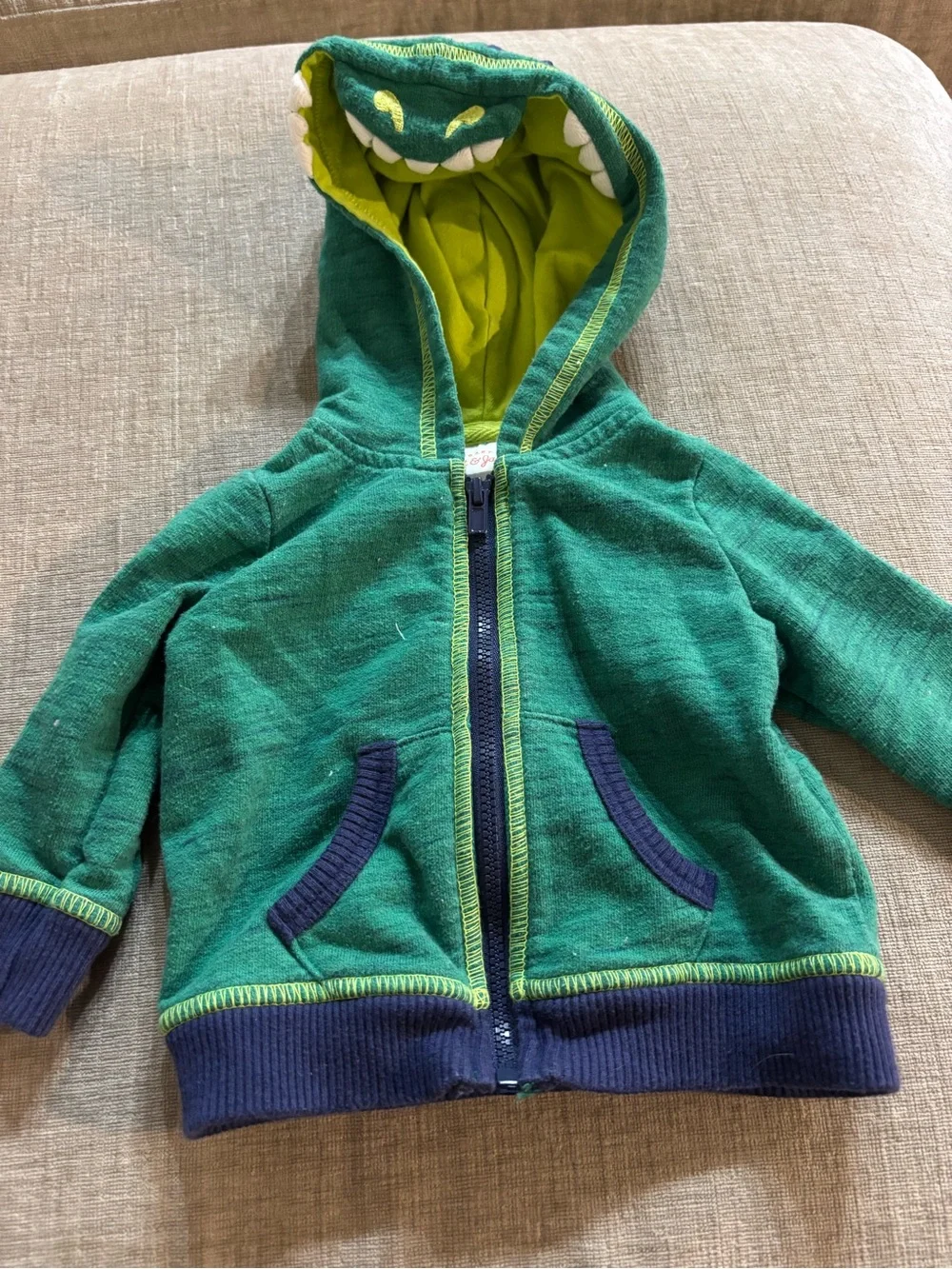 Cat & Jack Dinosaur Zip-Up Hoodie 0–3M Green